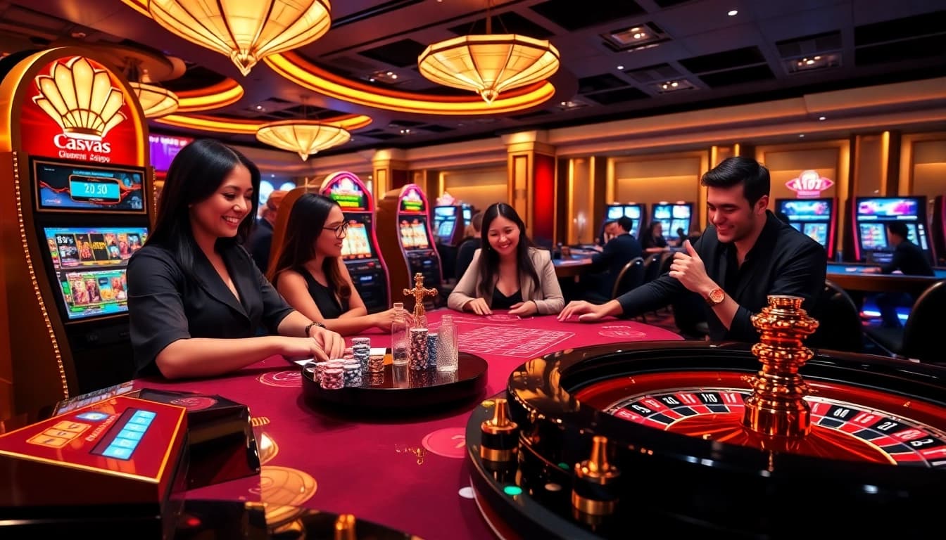 Experience thrilling online gaming with FLY88COM at a luxurious casino table.