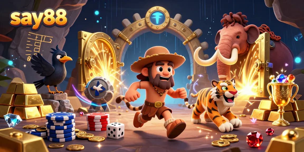 Experience the thrilling casino atmosphere at say88 with vibrant characters and rich gambling elements.