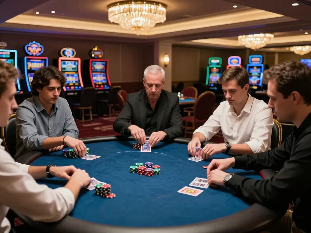 Players at UU88 poker table engage in strategic moves while enjoying the casino atmosphere.