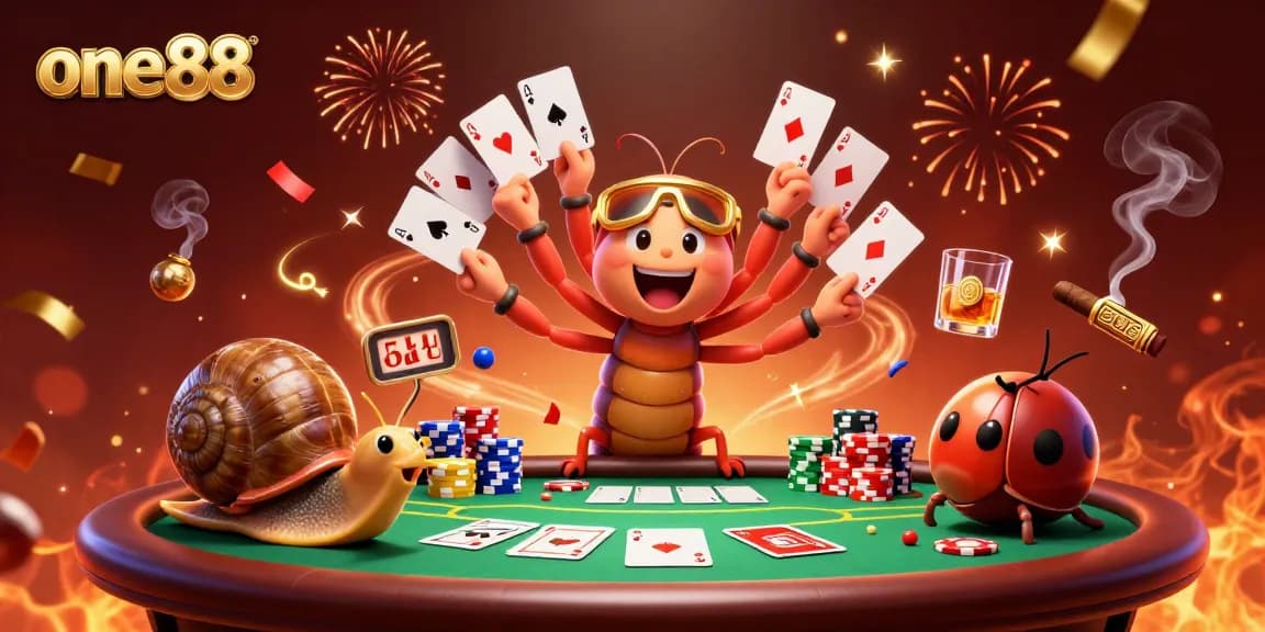 Experience thrilling gameplay at one88 with an exciting scene of a dealer and players engaged in a lively poker game.