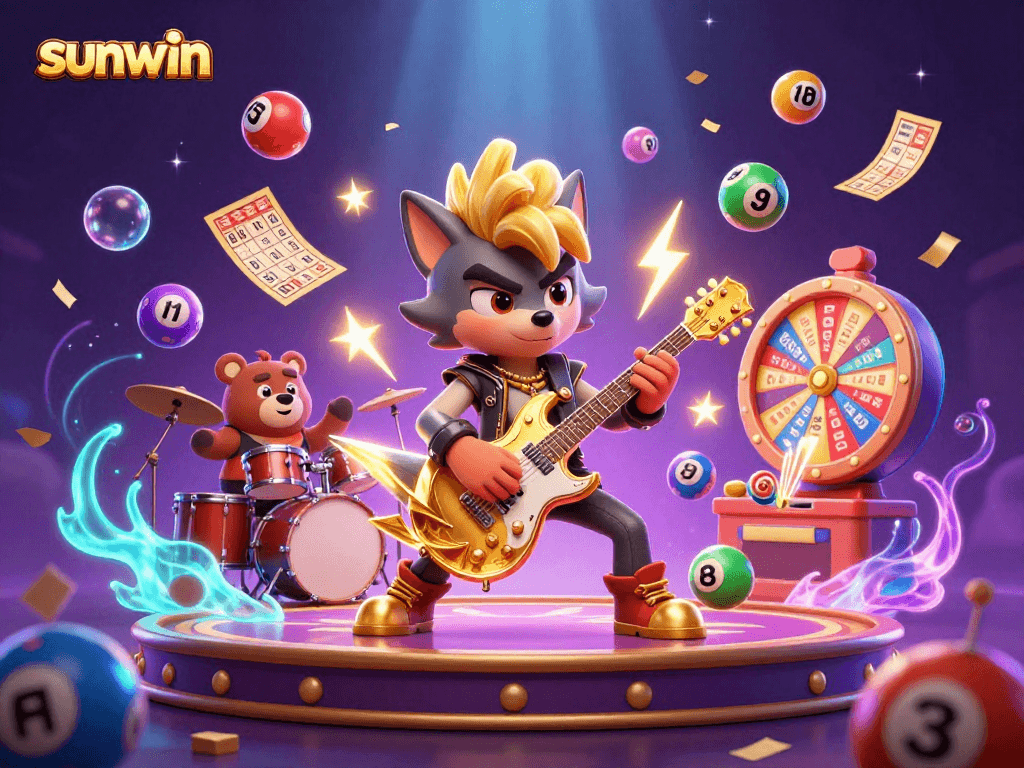Experience the excitement with sunwin as a rock star wolf dominates the casino stage in vibrant action.