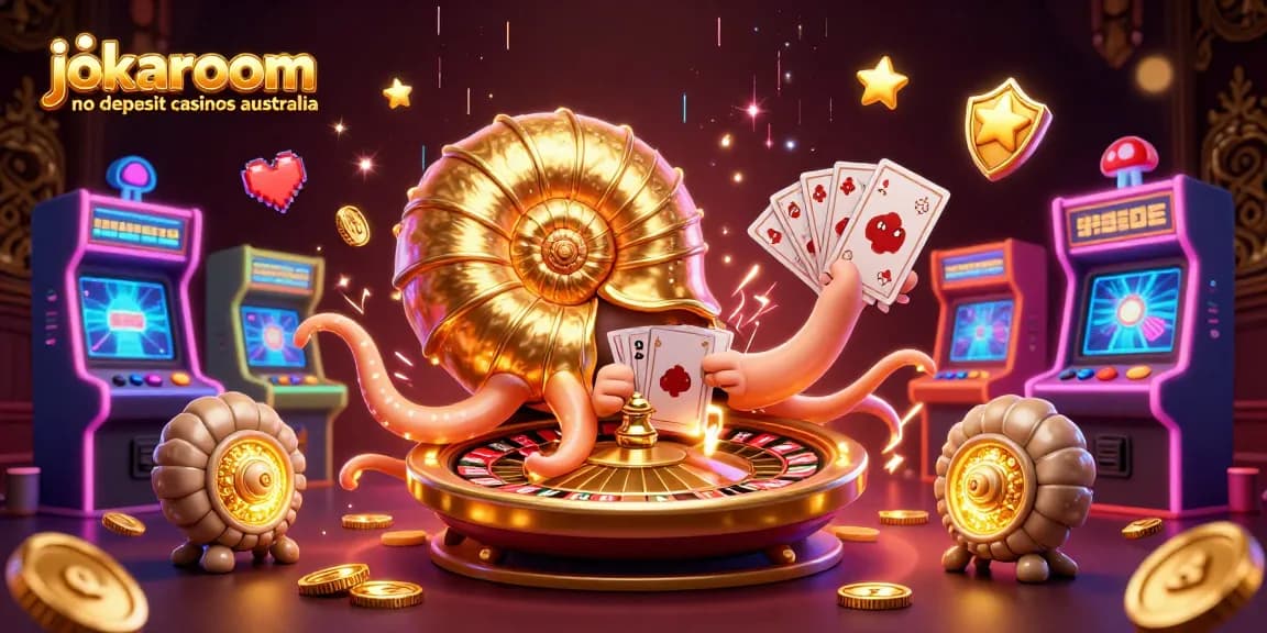 Experience excitement with jokaroom no deposit casinos australia, vibrant 3D gaming illustration showcasing casino adventure.