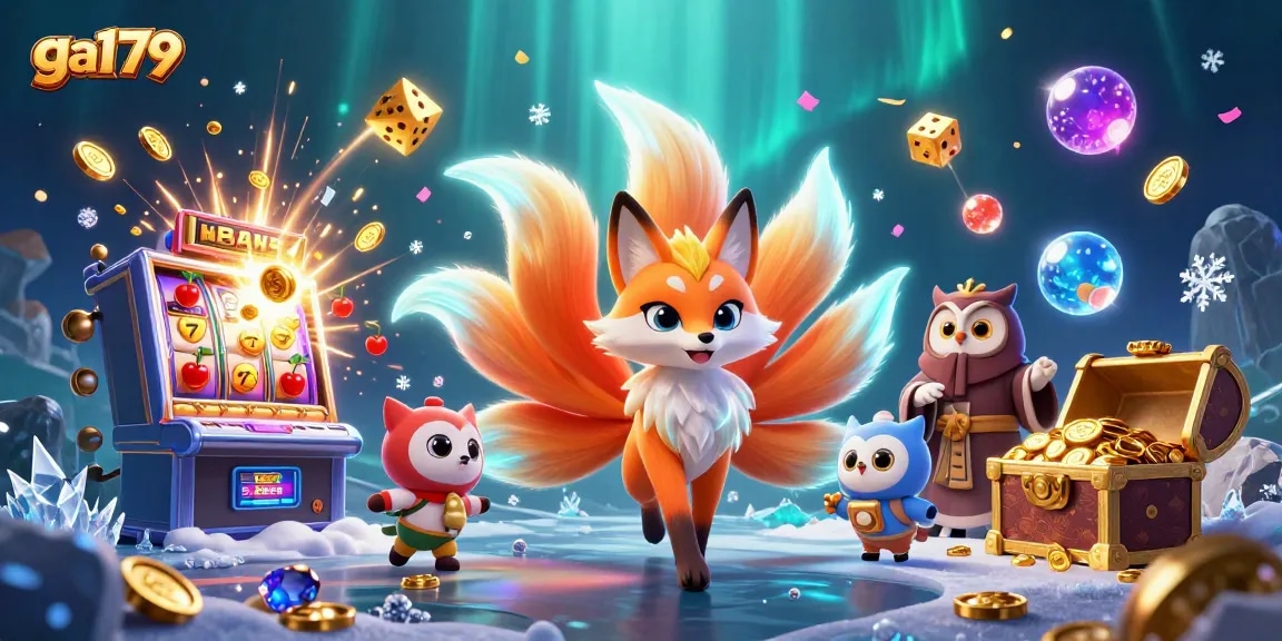 Engage in exciting gambling at GA179 with a captivating illustration featuring colorful characters and casino elements.