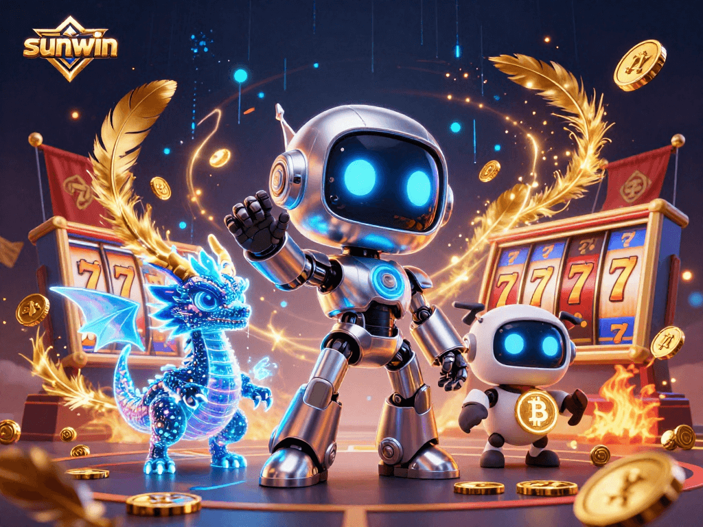 Engage with sunwin's thrilling casino experience featuring vibrant slots and holographic characters.