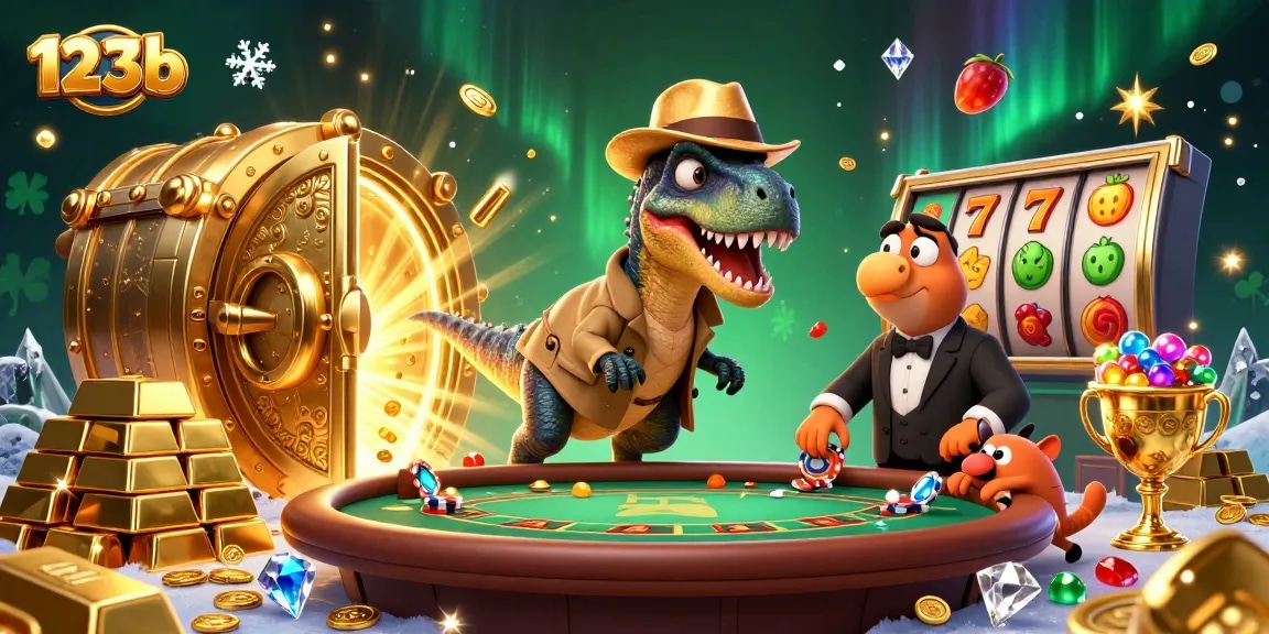 Play at 123b with cartoon velociraptor card counter and dinosaur pit boss at a dynamic blackjack table.