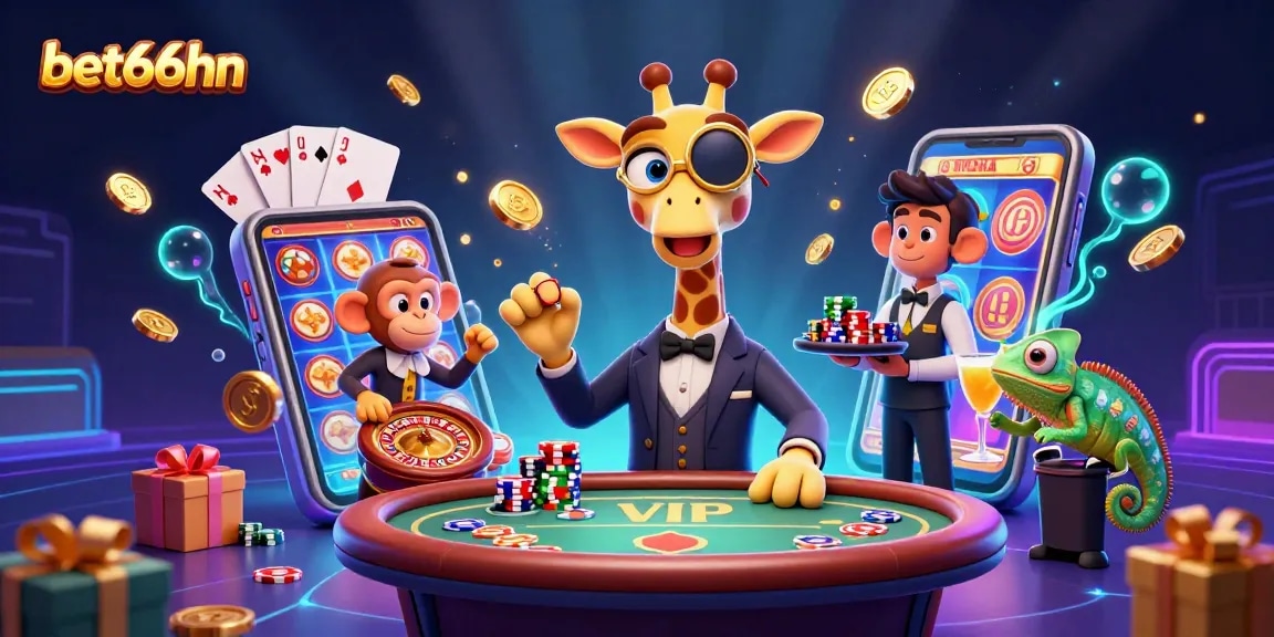 Experience BET66HN's thrilling gameplay with animated characters at an online casino.