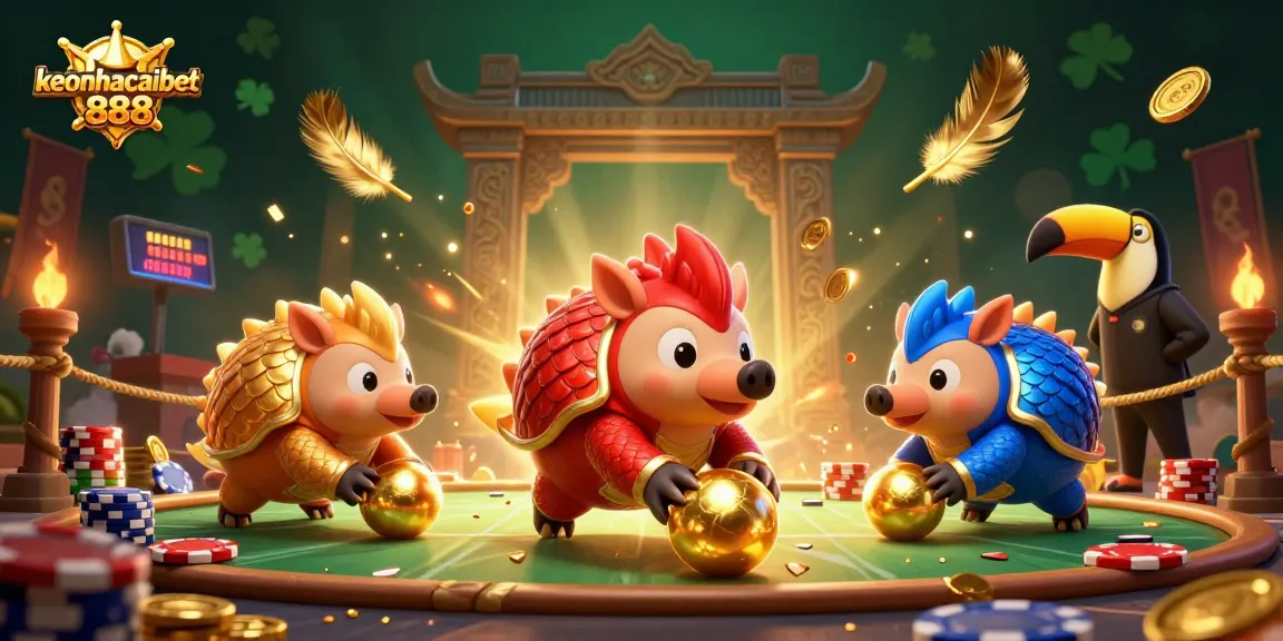 Engage with keonhacaibet888's thrilling casino scene featuring vibrant pangolins and dynamic betting.