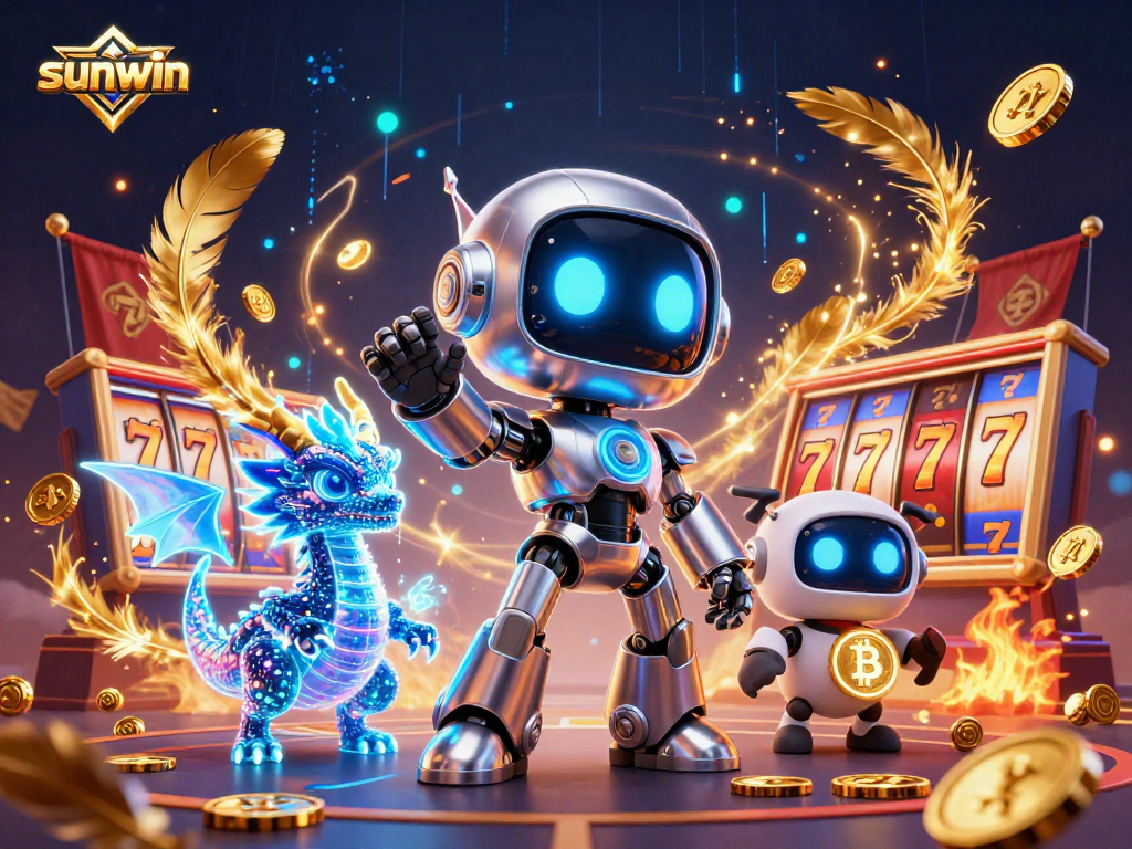 Engage with sunwin's thrilling casino experience featuring vibrant slots and holographic characters.