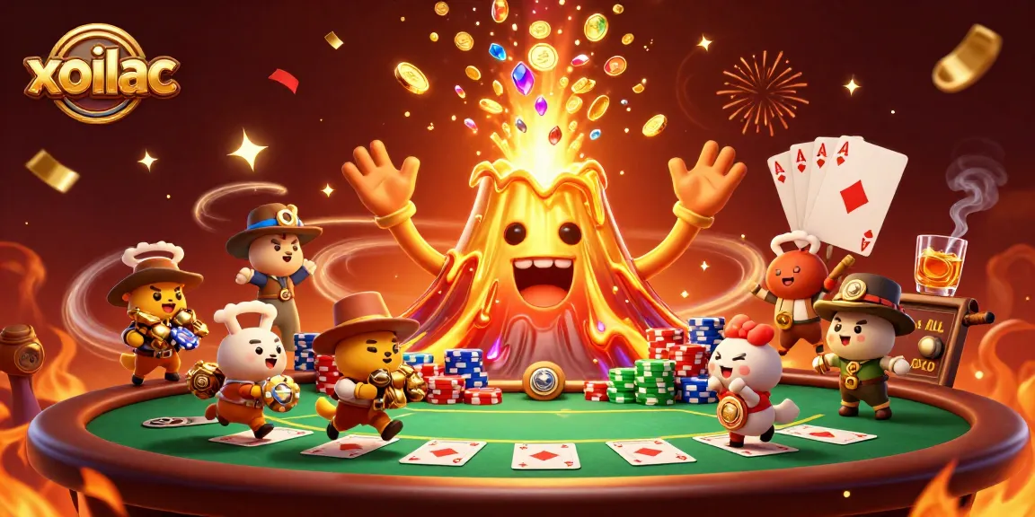 Experience exhilarating wins with xoilac at a vibrant 3D casino scene filled with treasures.
