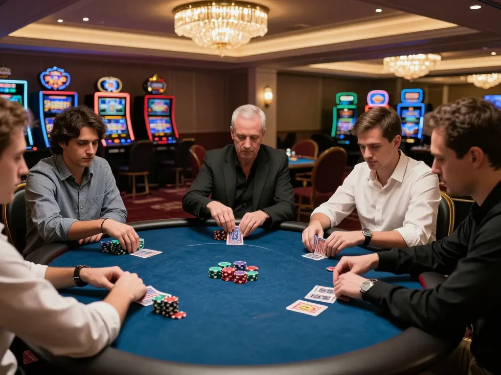 Players at UU88 poker table engage in strategic moves while enjoying the casino atmosphere.