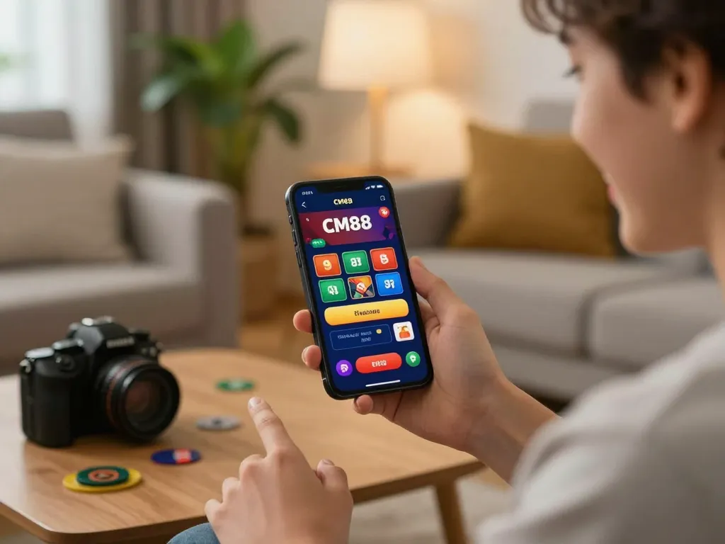 Explore CM88's home gaming, engaging in strategic betting with vibrant visuals.