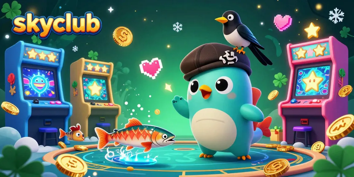 Engage in exciting fish shooting fun at skyclub with dynamic underwater elements and vibrant arcade games.