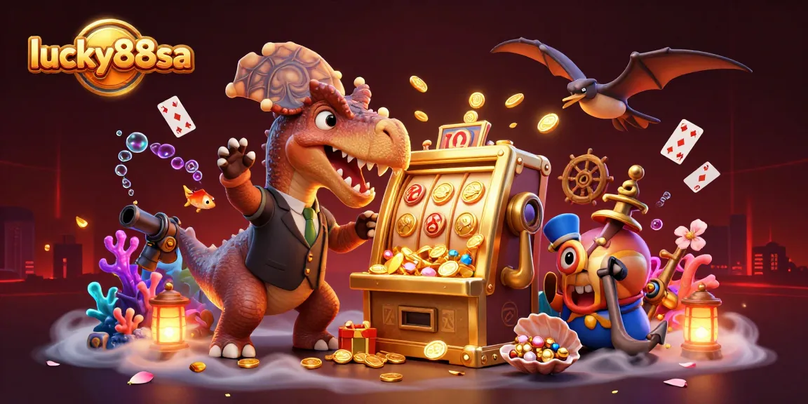Catch jackpots at lucky88sa as a pachycephalosaurus hits a golden slot machine!