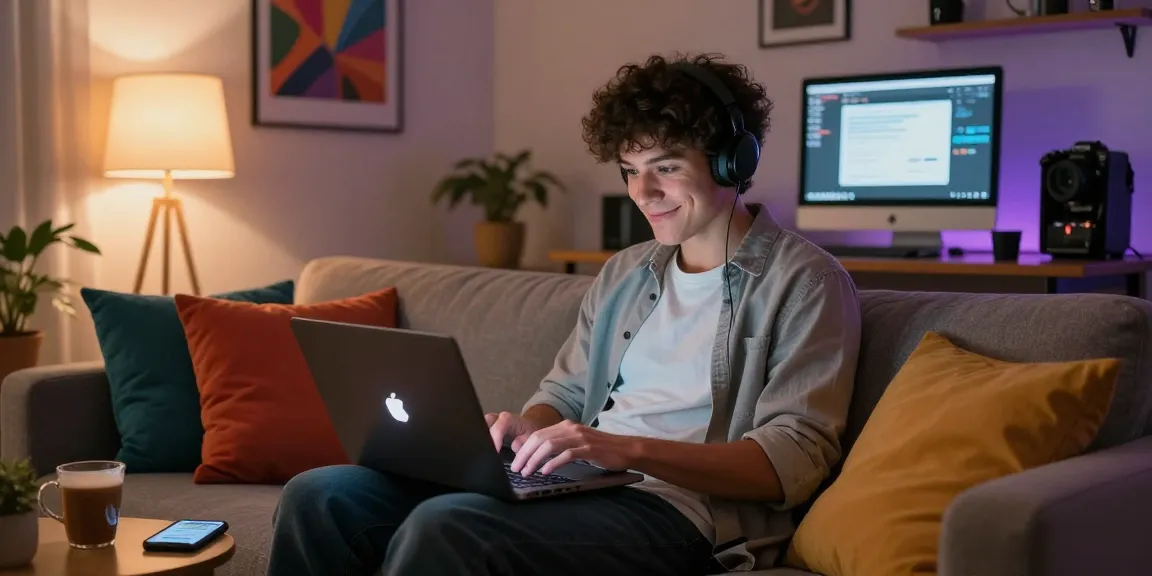 Engaging with an NSFW chat bot on a laptop in a cozy setting, showcasing user interaction.