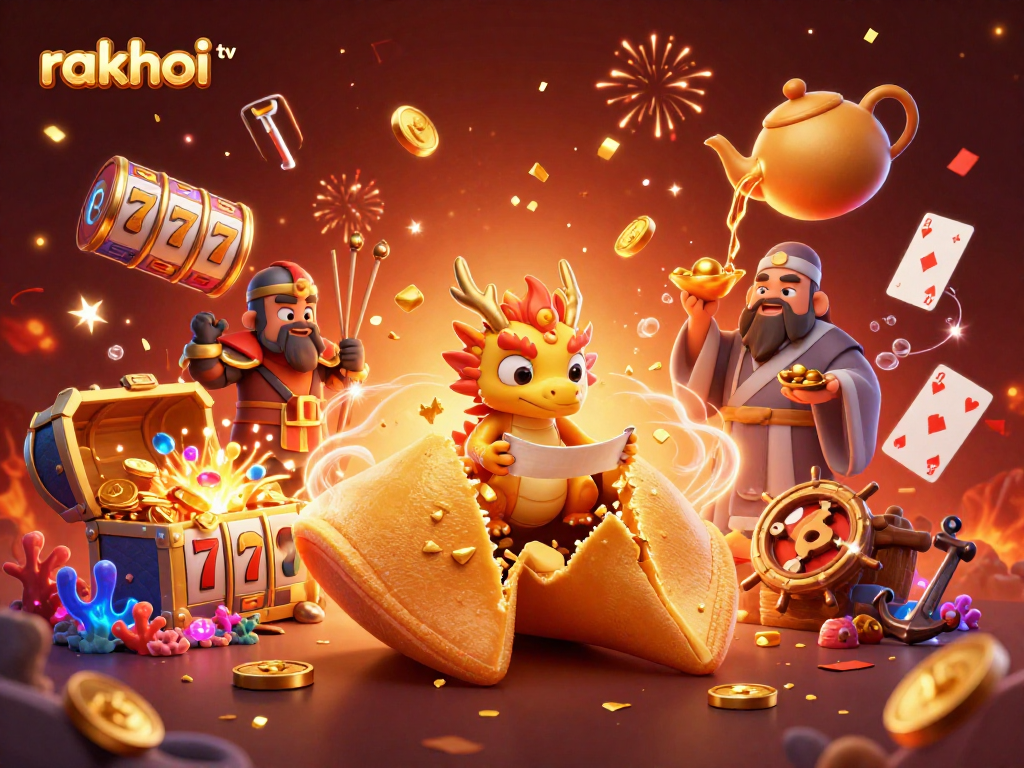 Engage with rakhoi tv through a vibrant 3D illustration of a casino adventure filled with fortune and excitement.