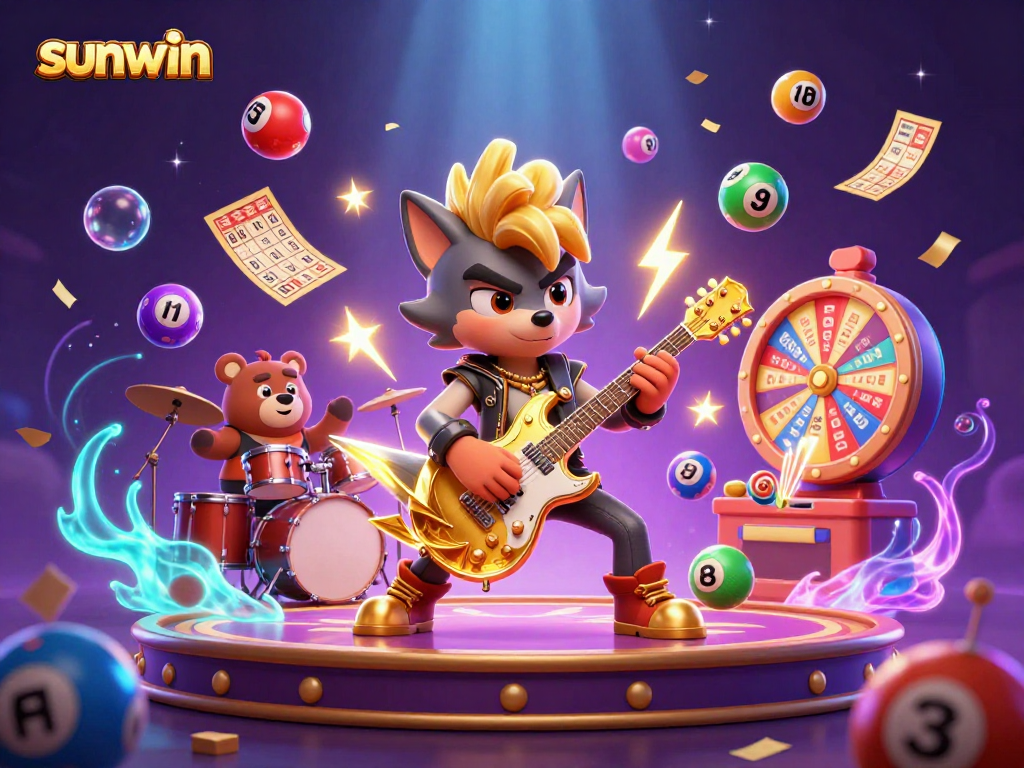 Experience the excitement with sunwin as a rock star wolf dominates the casino stage in vibrant action.