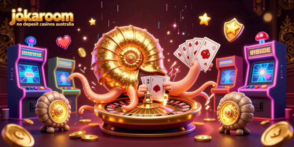 Experience excitement with jokaroom no deposit casinos australia, vibrant 3D gaming illustration showcasing casino adventure.