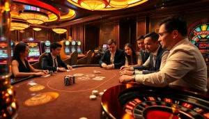 High-stakes poker game at go 88 casino with professional players and vibrant atmosphere.