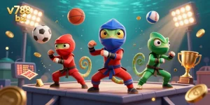 Experience thrilling action with the v788 biz ninja chameleons showcasing incredible synchronized moves amidst vibrant betting elements.