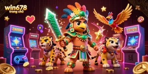 Experience excitement at win678 trang chủ with vivid 3D warriors, gaming elements, and a vibrant casino atmosphere.